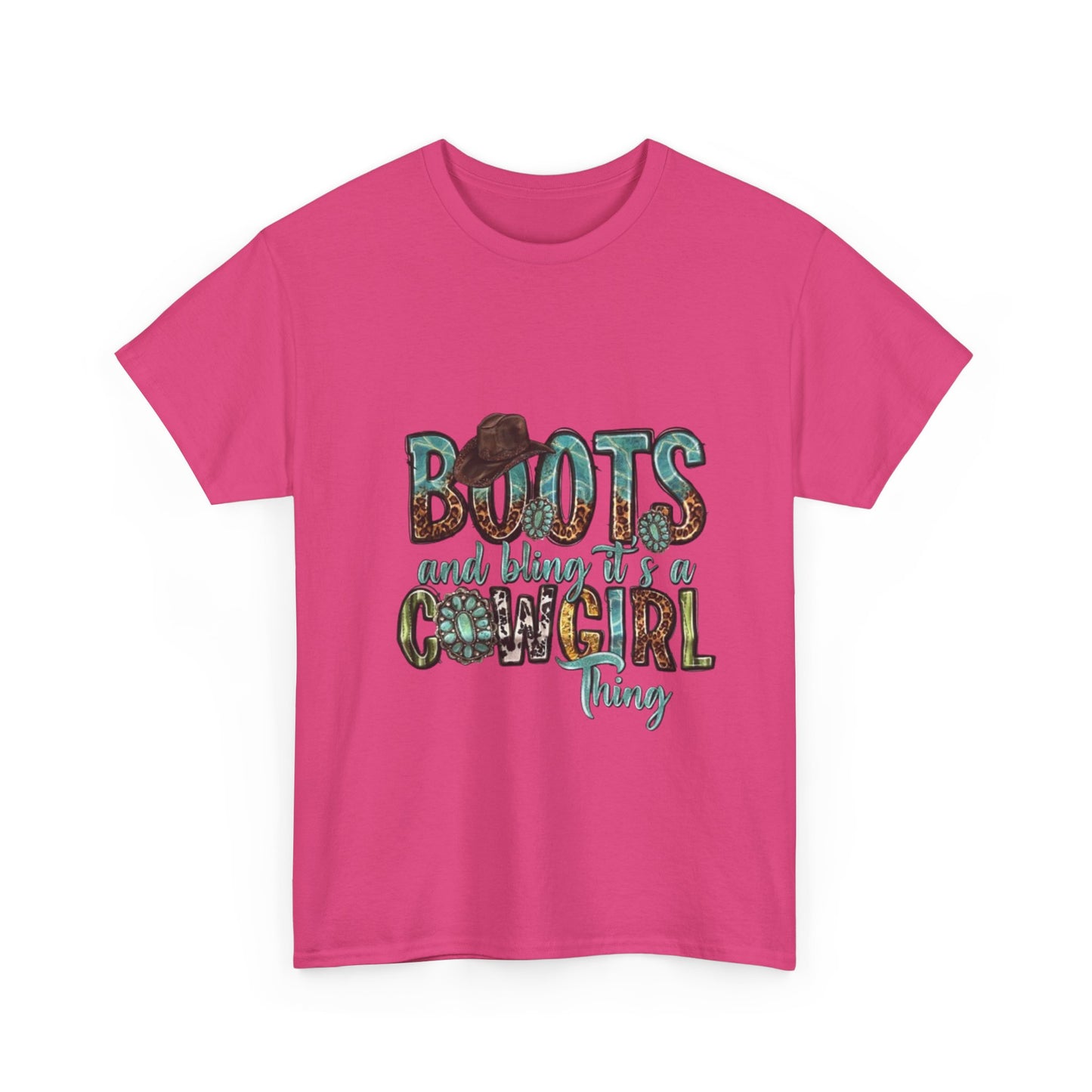 Cowgirl Theme "Boots and Bling It's a Cowgirl Thing" Women's Heavy Cotton T-Shirt