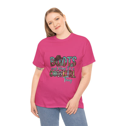 Cowgirl Theme "Boots and Bling It's a Cowgirl Thing" Women's Heavy Cotton T-Shirt