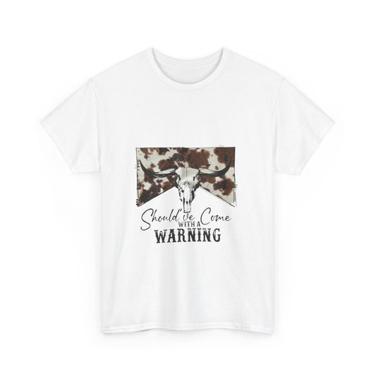 Cow Skull Warning Graphic Women's Heavy Cotton T-Shirt